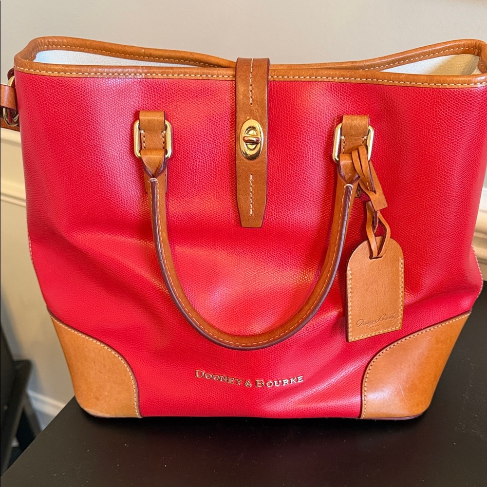 Dooney & Bourke Red and Brown Leather Tote